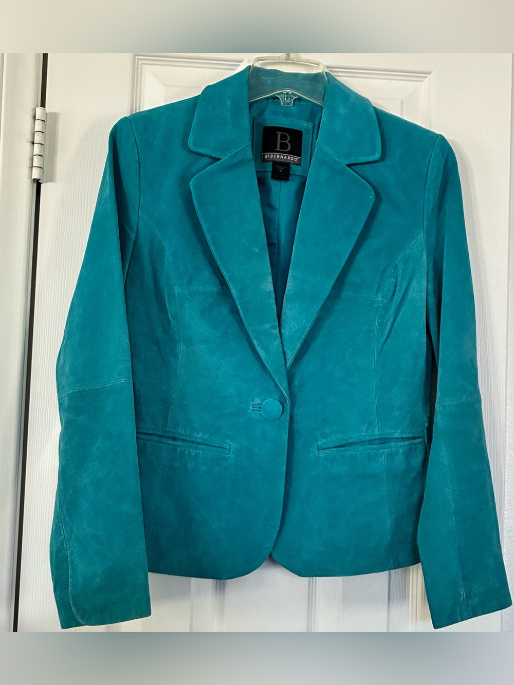 Bernardo Washable Suede Blazer Jacket - Teal/Tiffany Blue Women's S